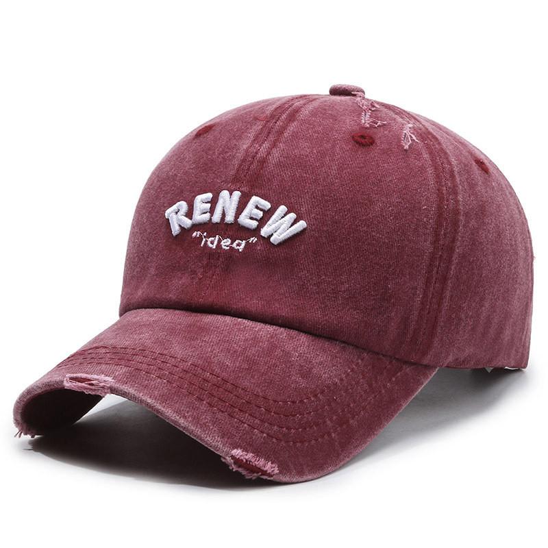 Vintage Cotton Baseball Cap With Embroidered Lettering Adjustable Sun Protection For Men Women