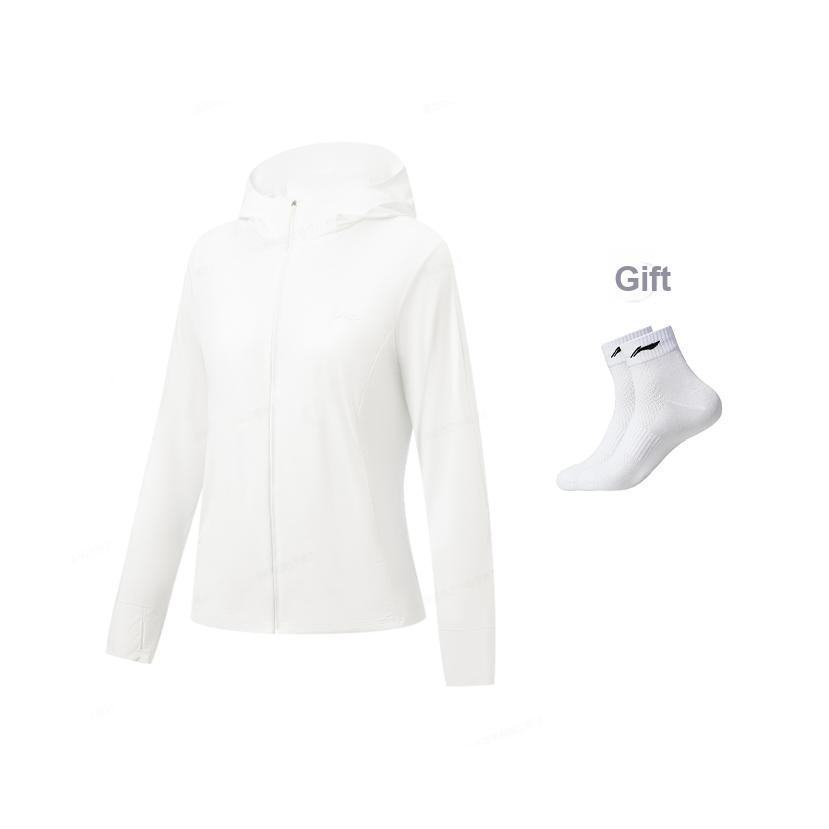 Li Ning Fitness Series Hooded Logo Stitching Zipper Fitness Windbreaker Women Outerwear AFDW462-2