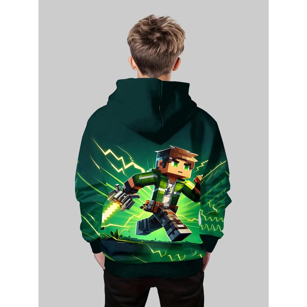 Children's Clothing, Boys' Hoodies, Long Sleeved 3D Printed Spring and Autumn Casual Outdoor Fashion Tops