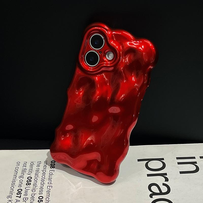 Modische rote Welle Wasserwellen TPU Handyhülle für iPhone 11 12 13 14 16 Pro Max 15 Plus Fallschutz Silikon Rückseite