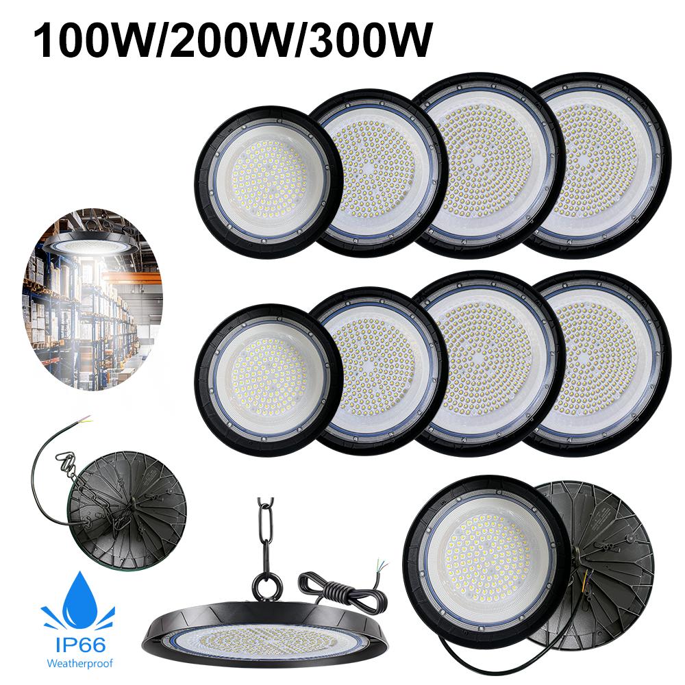 UFO LED High Bay Light 100W 200W 300W EU Stock 220V Waterproof Lamp for Workshop Stadium Supermarket Warehouse Garage Parking