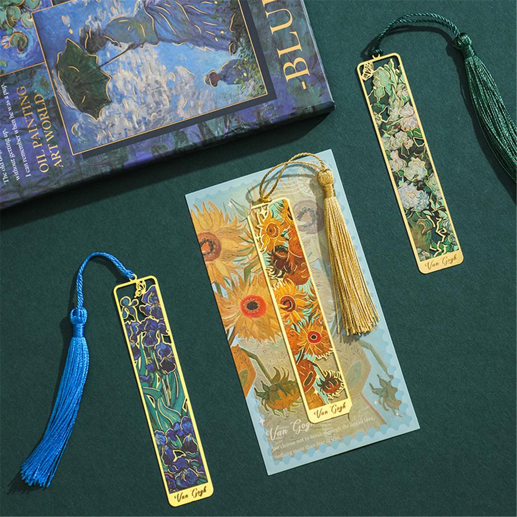 Hollow Out Flower Bookmarks Tassels Bookmarks Metal Book Mark Book Page Divider Reading Accessories Gift for Book Lover