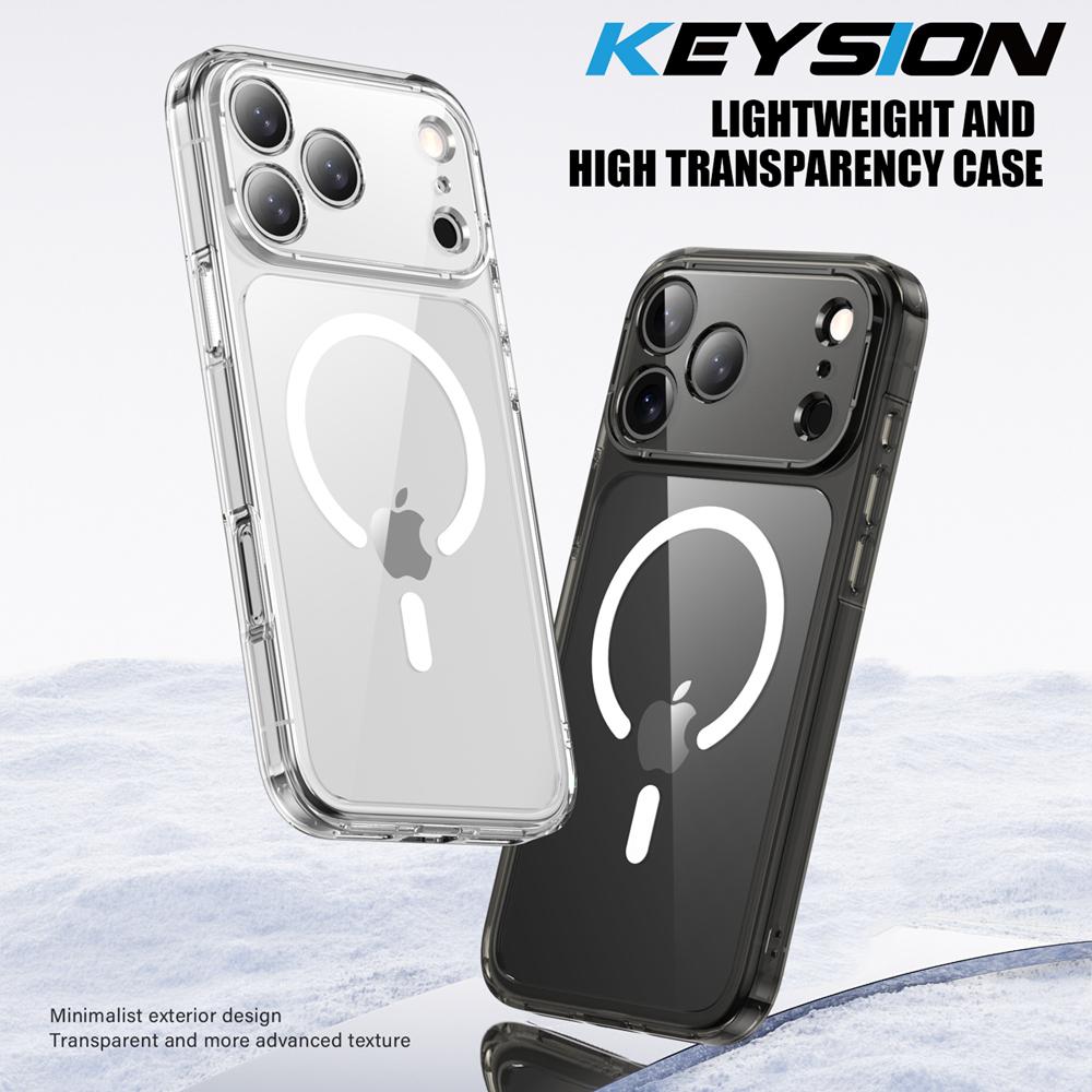 KEYSION Shockproof Transparent Case for MagSafe for iPhone 17 Pro Max Clear TPU+PC Magnetic Wireless Charging Phone Back Cover