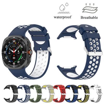 Sportovní silikonový řemínek pro Samsung Galaxy Watch Ultra 47mm řemínek Prodyšný náramek s klasickou přezkou pro Galaxy Watch Ultra Band
