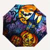 Halloween Stained Pumpkin Halloween Party Decorations, Halloween Decorations Outdoor IndoorUmbrella, Portable 3-Fold Compact Umbrella,Mother's Day Hal