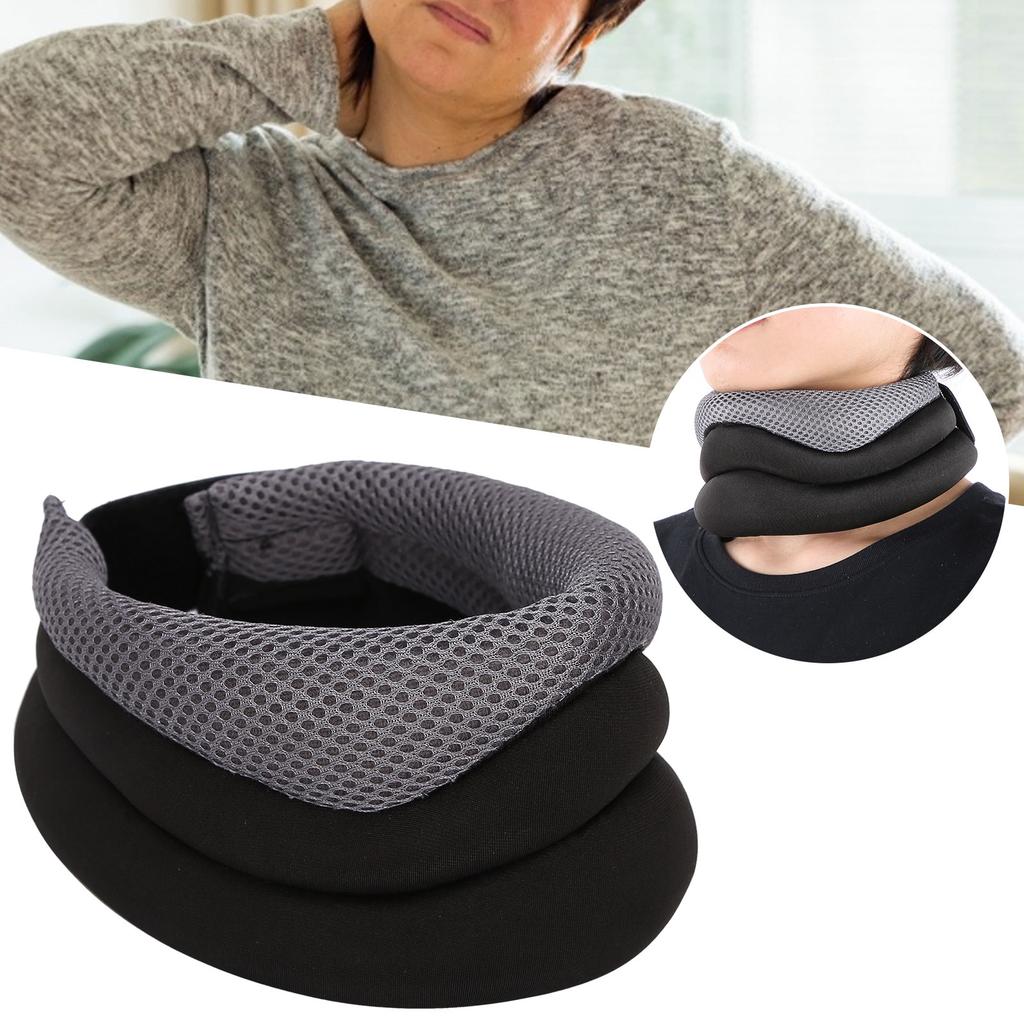 Sponge Neck Collar Breathable U Shaped Pillow Neck Support Brace for Sleeping Black Gray