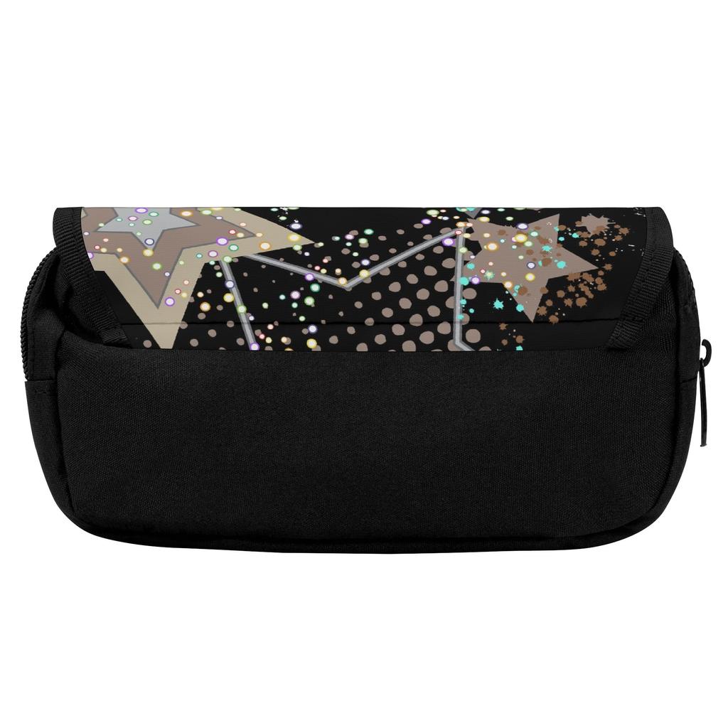 Pen Case Double Layer 300D Polyester Smooth Metal Zipper with Dual Storage for Pens Ruler Scissors and Earphones for Students