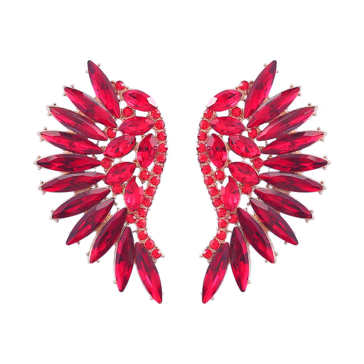 Exaggerated Fan-shaped Wing Earrings and Fashionable Stud Earrings 1 pair красный