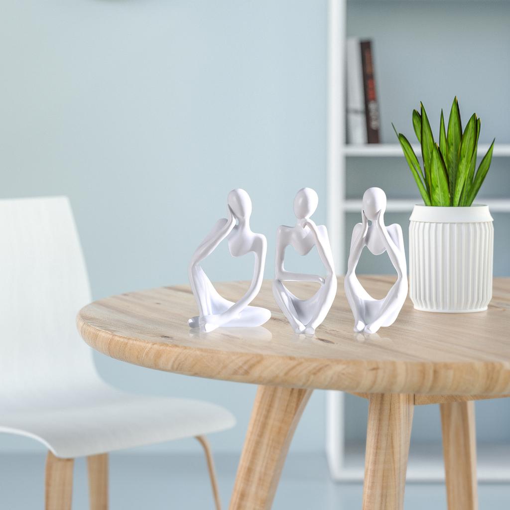 3pcs Thinker Statue Collectible Resin Abstract Man Figurines Desktop Ornaments Christmas Gifts Home Decor for Office Study Shelf