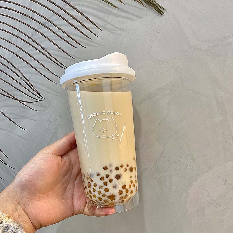 Koreański Prosty Kubek na Iced Americano Tritan Plastikowa Butelka na Wodę Dla Kobiet Przezroczysty Kubek do Kawy Biuro Mleko Herbata Matcha Napój