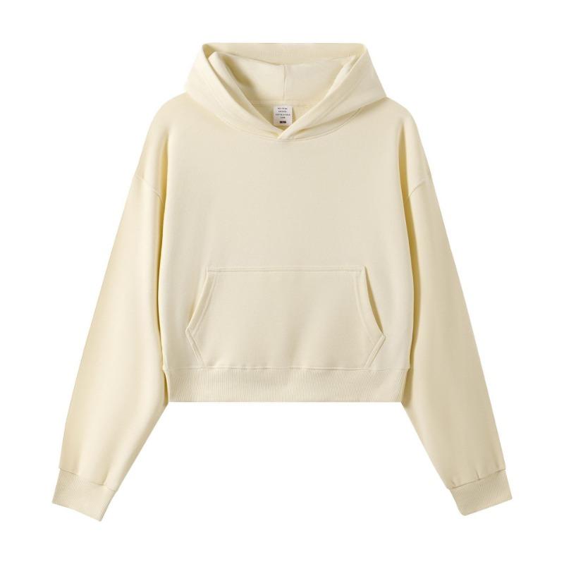 3 Large Fur Ring Solid Color Turtleneck Hooded Zipper Women's Short Hoodie Autumn and Winter Round Neck Fashion Sweater Women