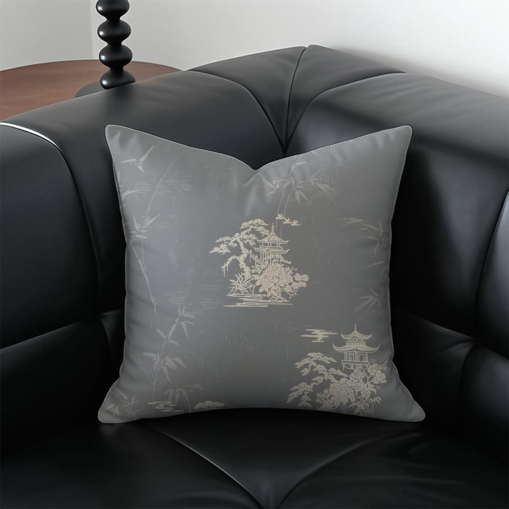 Chinese Style Elegant Patterns Cushion Cover Pillow Case Antidustmite Invisible Zipper Silky Plush Cushion
