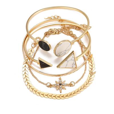 Elegant Women's 5-Piece Octagonal Arrow Geometric Bracelet Set - 2022