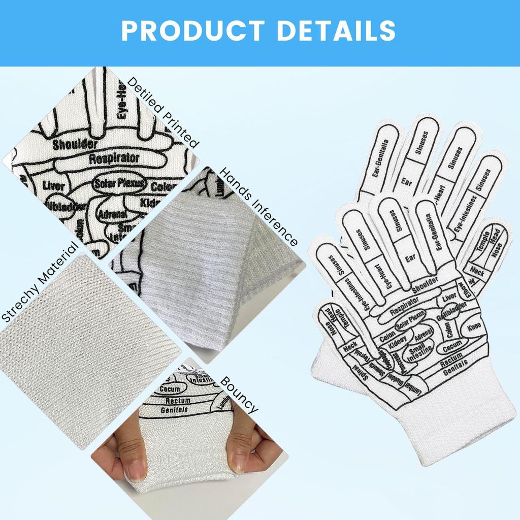 Reflexology Socks with Massage Tools and Gloves, 2 Pair Foot Massage Socks, 1 Pair Gloves, 4 Massage Tools, Acupoint Massage Tools Sets for Man and