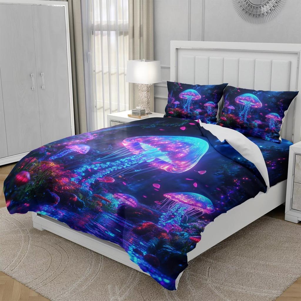 Comforter Cartoon Jellyfish Printed S Adult High Quality Bedding Set Bed Giftqueen Size Warm Soft And Breathable