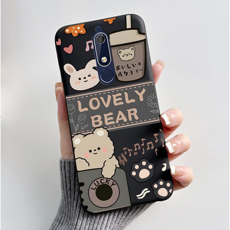 Custodia carina per Nokia 5.1/Nokia 5.1 Plus/Nokia X5/Nokia 5 Cover Shell Stampata Cover Protettiva Silicone Morbido Cartone Animato Nera
