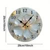 Golden & Pink Floral Wooden Round Silent Hanging Wall Clock, Suitable For Living Room,Office,Study Room, Bedroom,Home Decoration