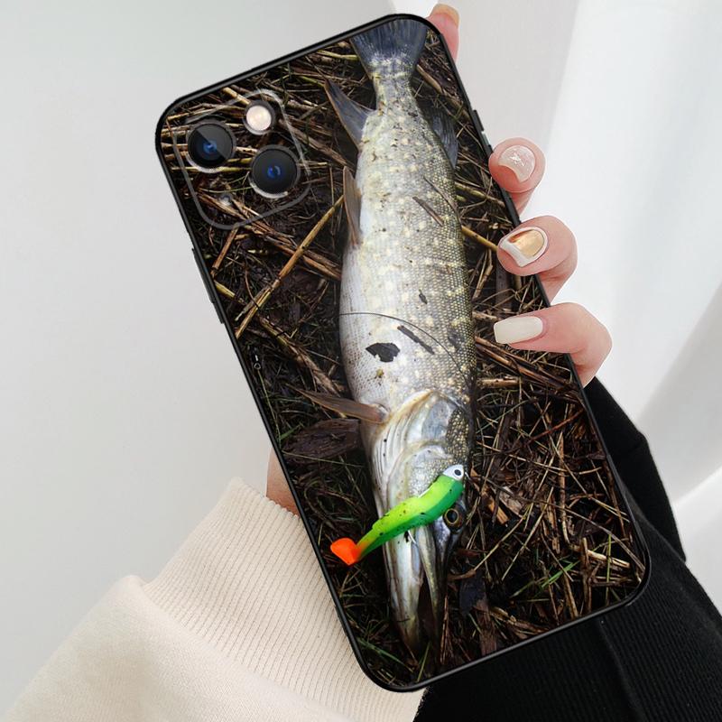 Pike Fish Fishing Bait Phone Case For iPhone 17 Pro Max 14 13 12 11 15 16 Pro Max mini 15 16 Plus 16e 17 Air Cover
