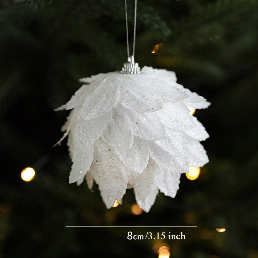 Juego de 5 piezas de decoraciones de pétalos de espuma blanca, accesorios para colgar con polvo adhesivo, suministros de decoración, decoraciones de invierno