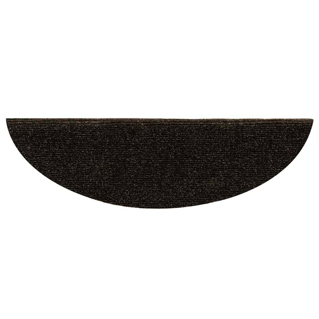 Self Adhesive Stair Treads 30 Pcs 56 X 17 X 3 Cm Dark Brown Semi Round