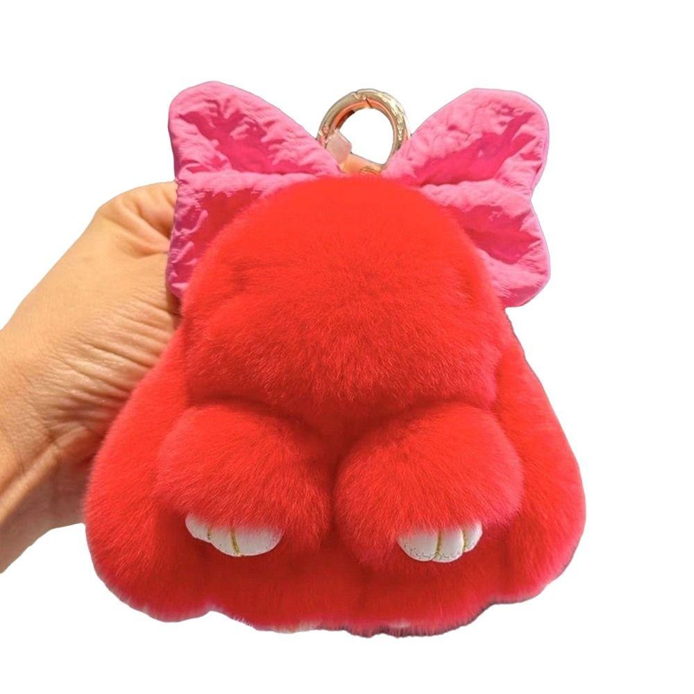 Soft Fluffy Faux Rabbit Fur Keychain Hanging Ornaments Bag Charms Backpack Pendant