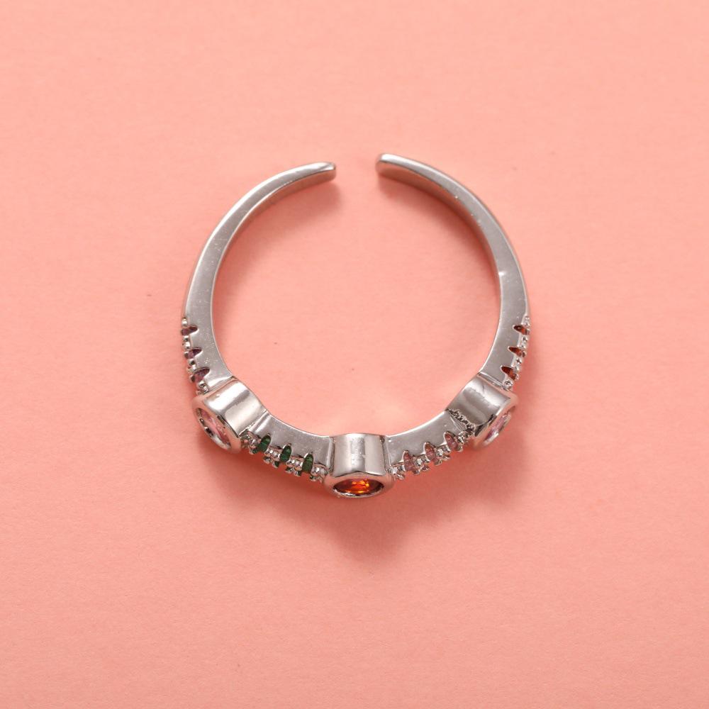 

European-American Inlaid Colored Zircon Ring, Women s Adjustable Ins Style Jewelry