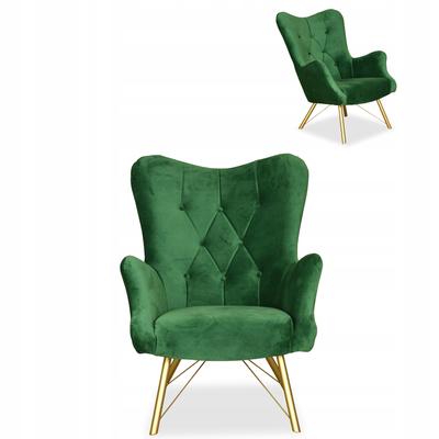 Scandinavian Armchair Luna Wing Quilted Shell Family Furniture Green Velvet