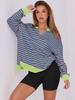 2025 European Autumn/Winter Striped V-neck Loose Fit Women's Sportswear Hoodie