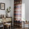 Bohemian Folk Style Cotton Linen Farmhouse Curtain Yellow Square Curtain Living Room Bedroom Window Curtains Kitchen Valance