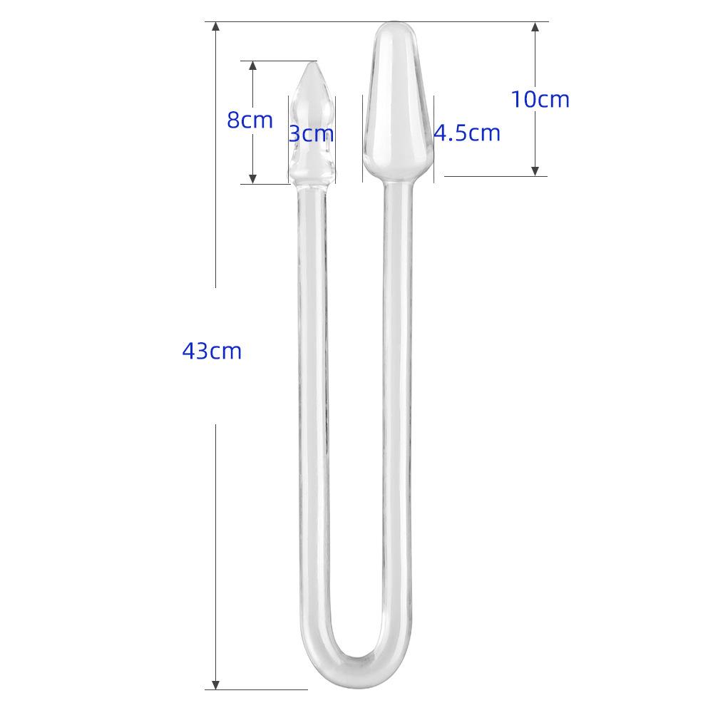 Anal Plug Double-Headed Transparent Super Long Safety TPE Smooth Soft Waterproof Manual Vaginal G-Spot Massager Conical