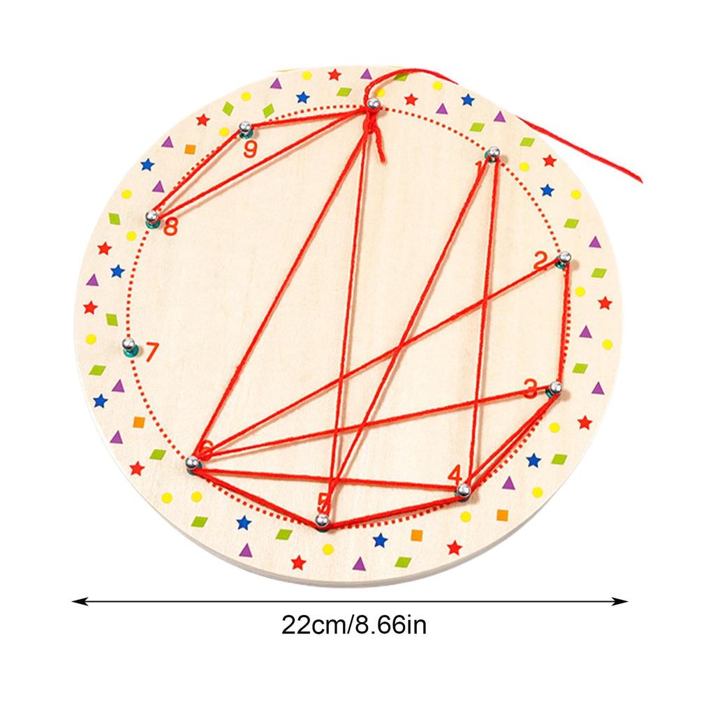 Wooden Math Geoboard for Children Geometric Matching Game Graphical Block Kids Montessori Educational Winding Toys for 3-5Y