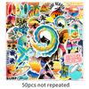 50-Piece Waterproof Cartoon Surfing Stickers for DIY Suitcases & Helmets