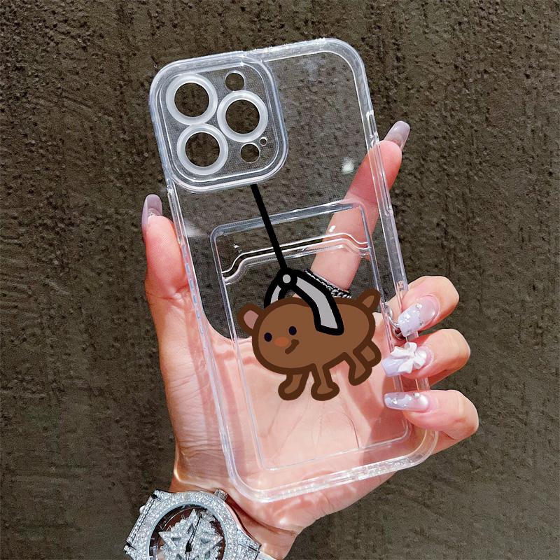 Card Slot Holder Silicone Wallet Pocket Case For Samsung S23 S24 S25 iPhone 17 16 14 Xiaomi Redmi Note 12 13 Realme 10 C21Y Cover Clear Phone Bumper