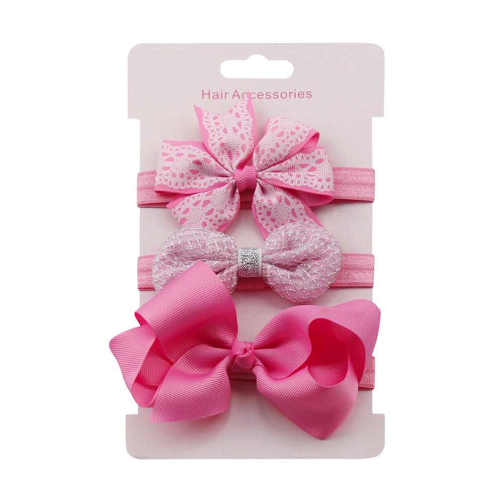 

Детская эластичная повязка на голову с цветочным рисунком из 3 предметов, набор для волос с бантом для девочек розовый