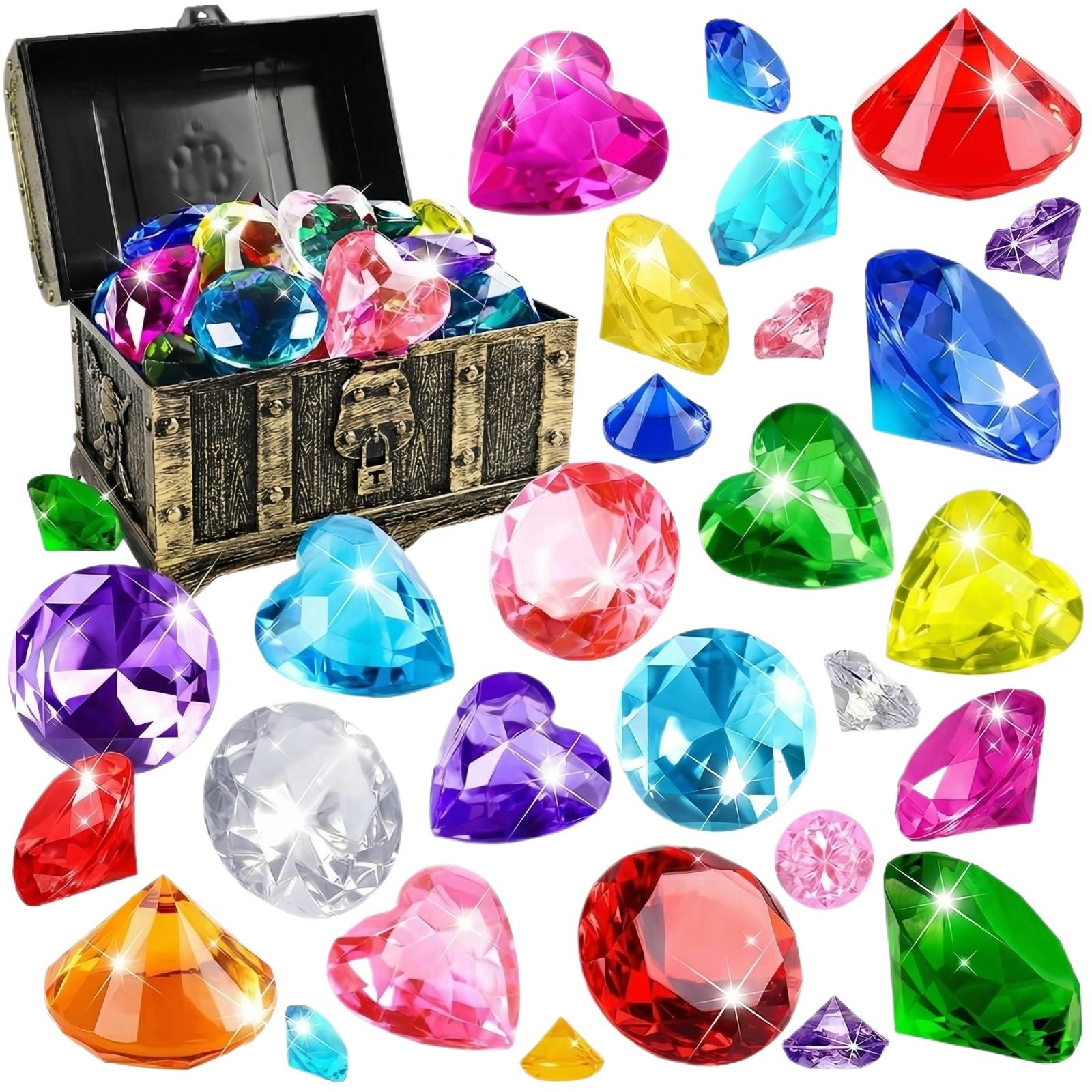 

Children s Diving Treasure Hunt Toy Set Includes Assorted Plastic Gems and Treasure Chest for Pool and Bath Play Educational and Fun Activity One Size