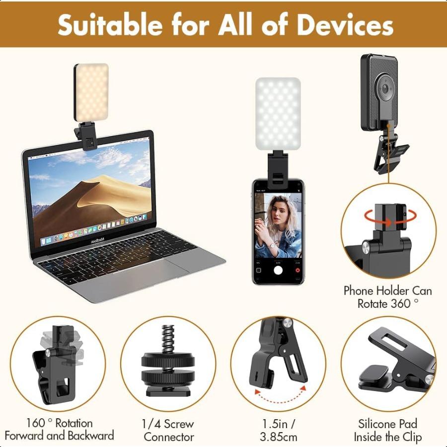 

Свет для селфи для iPhoneПортативный зажим для телефона Свет Перезаряжаемый светодиодный кольцевой свет для телефона Видеозаписи Камера Ноутбук TikTok United States