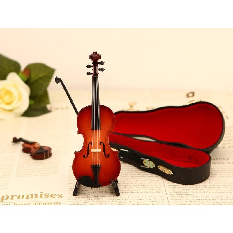 Ny spillbar liten fiolinfigur, verdens minste miniatyr musikkinstrument, dukkehustilbehør eller nøkkelringanheng gag-gaver