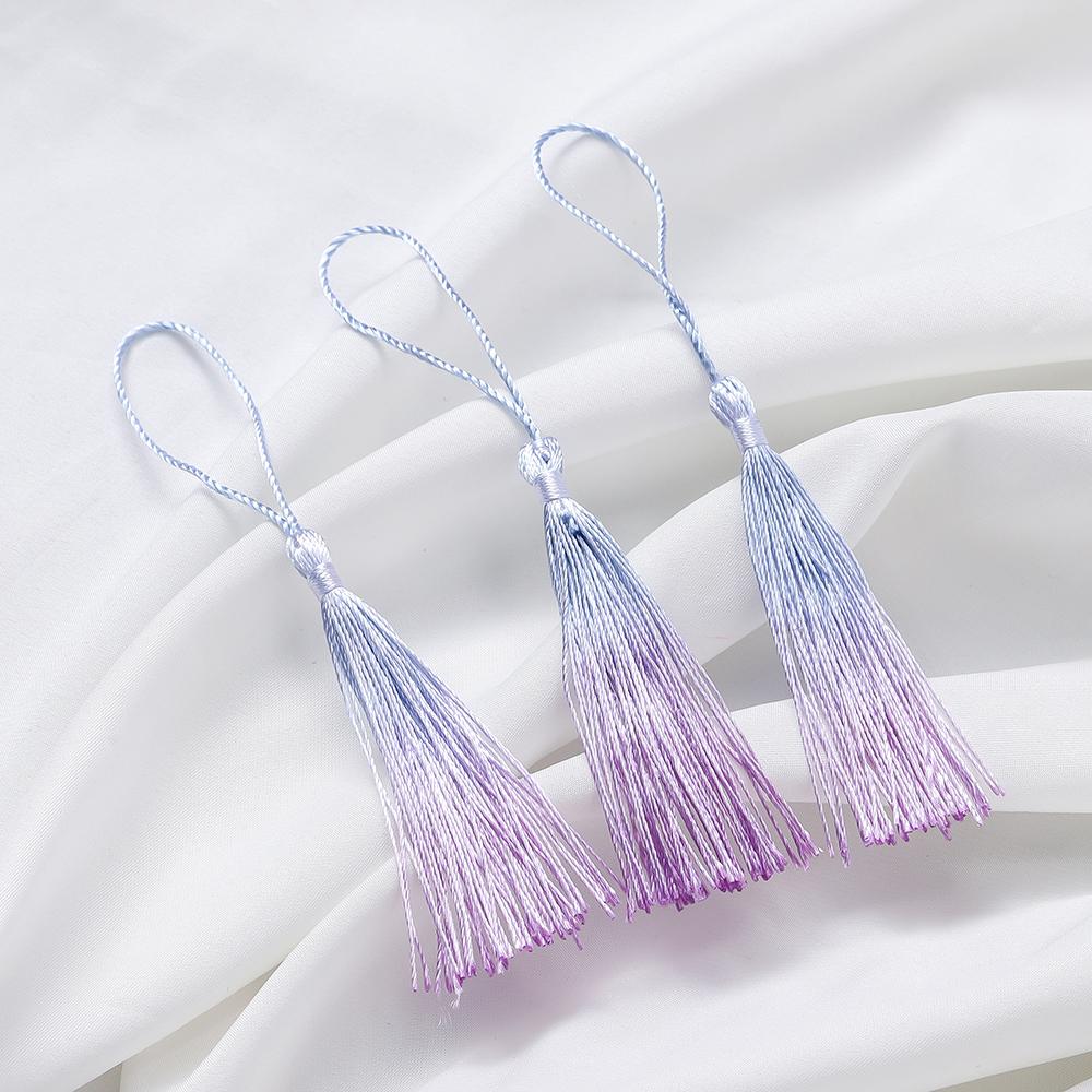 10Pcs Gradient Color 13cm Tassels Polyester Silk Tassel Fringe Crafts Jewelry for Diy Jewelry Making Pendant Decor Bookmark