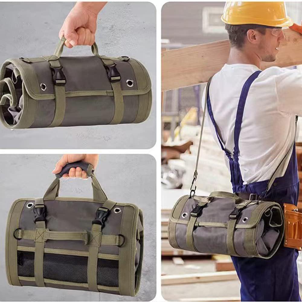 1 Piece Multifunctional Roll Up Tool Bag, Wrench Roll, Car First Aid Kit Wrap Roll Organizer, Hanging Tool Zipper Tote Bag