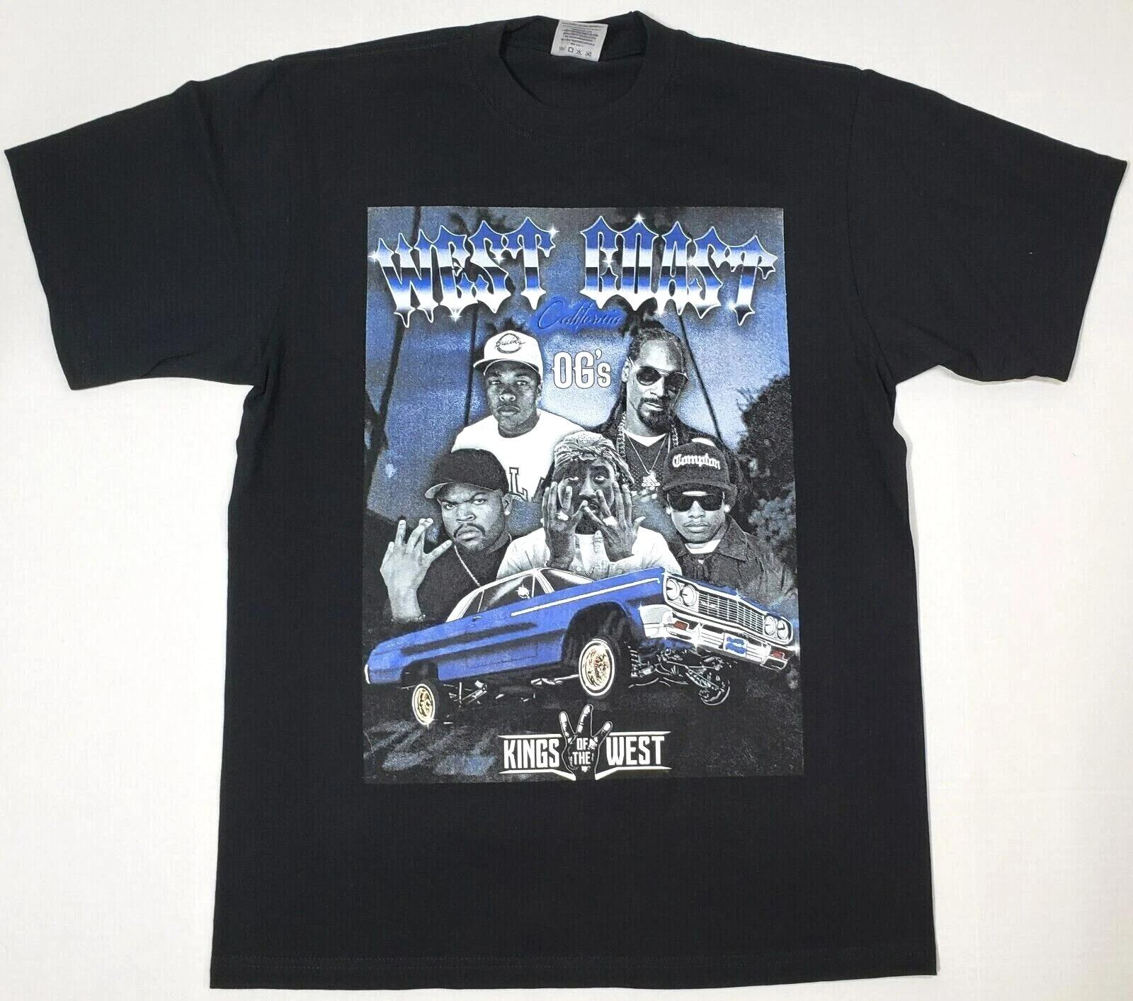 WEST COAST OG s T-shirt Hip Hop Rap Urban Streetwear Men s Tee Black New 4XL
