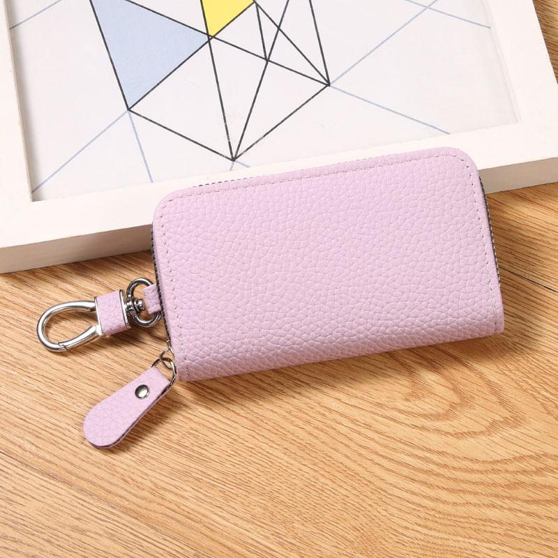 PU Leather Multifunctional Fashionable Simple Women's Key Bag Portable Anti-theft Zipper Home Key Bag