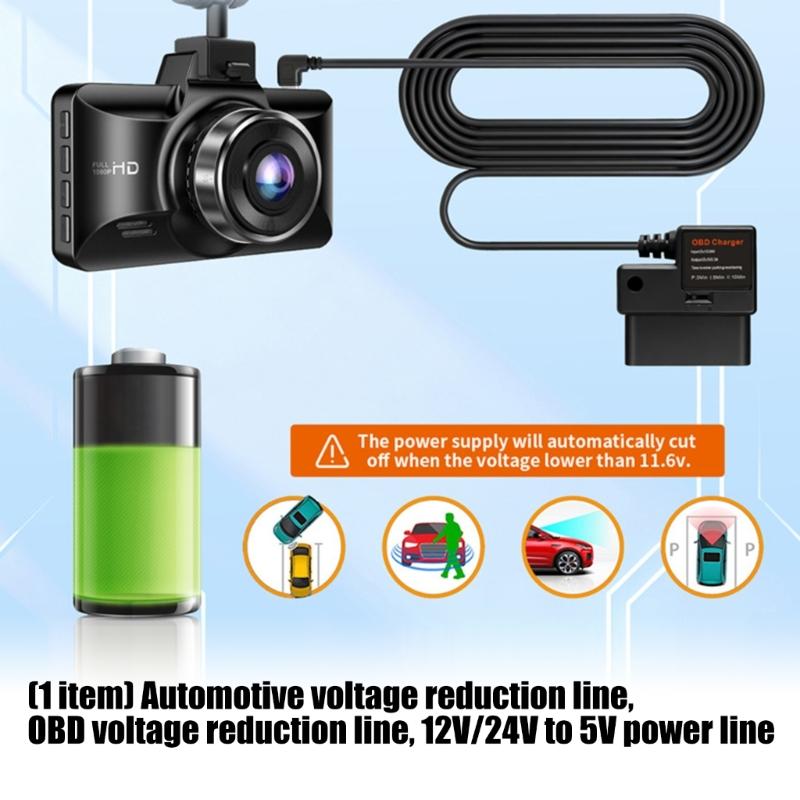 Universal Car OBD Power Cable 12V-24V To 5V Step Down Converter Stable Output For Long Distance Driving Parking