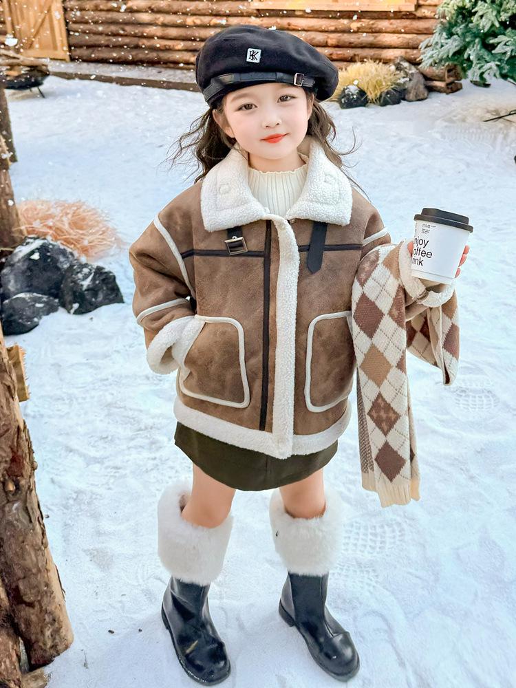 Geacă de motocicletă de iarnă pentru fete 2025 - Piele dintr-o singură bucată cu căptușeală de catifea