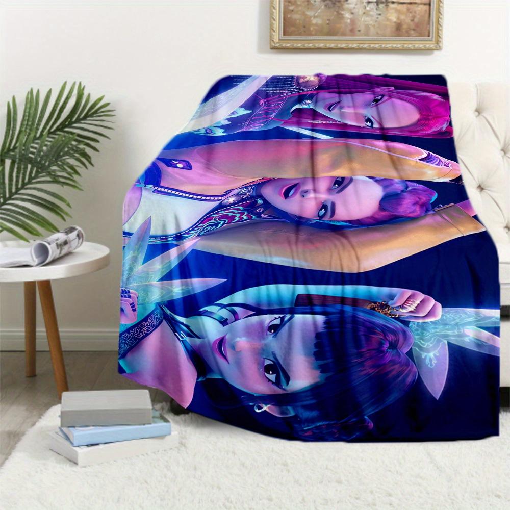 1Pc K-Pop Demon Hunters Print Flannel Blanket, High quality Digital Printing, Comfortable for All Seasons, Home DecorGifts821036