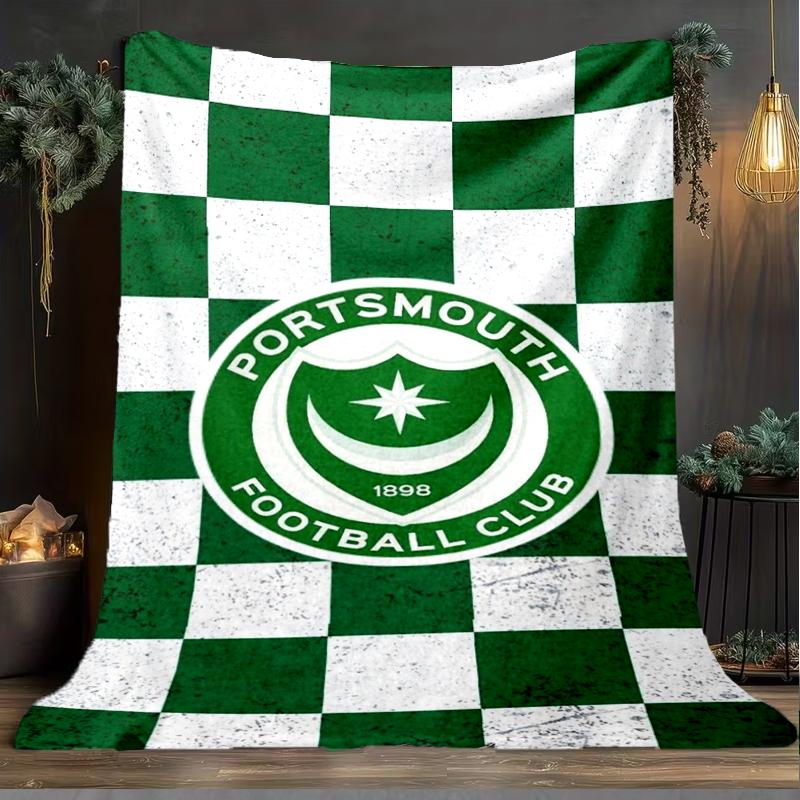 1pz Coperta Morbida in Flanella Stampata Portsmouth F.C. per Camera da Letto Adulto Soggiorno Divano Campeggio Viaggio Regali per Fan Regali di Natale