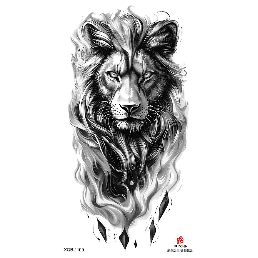 2026 Nuovo Tatuaggio Temporaneo Impermeabile Adesivo Fuoco Foresta Leone Lupo Tigre Flash Tatuaggi Uomo Corona Corpo Braccio Finto Tatuaggio