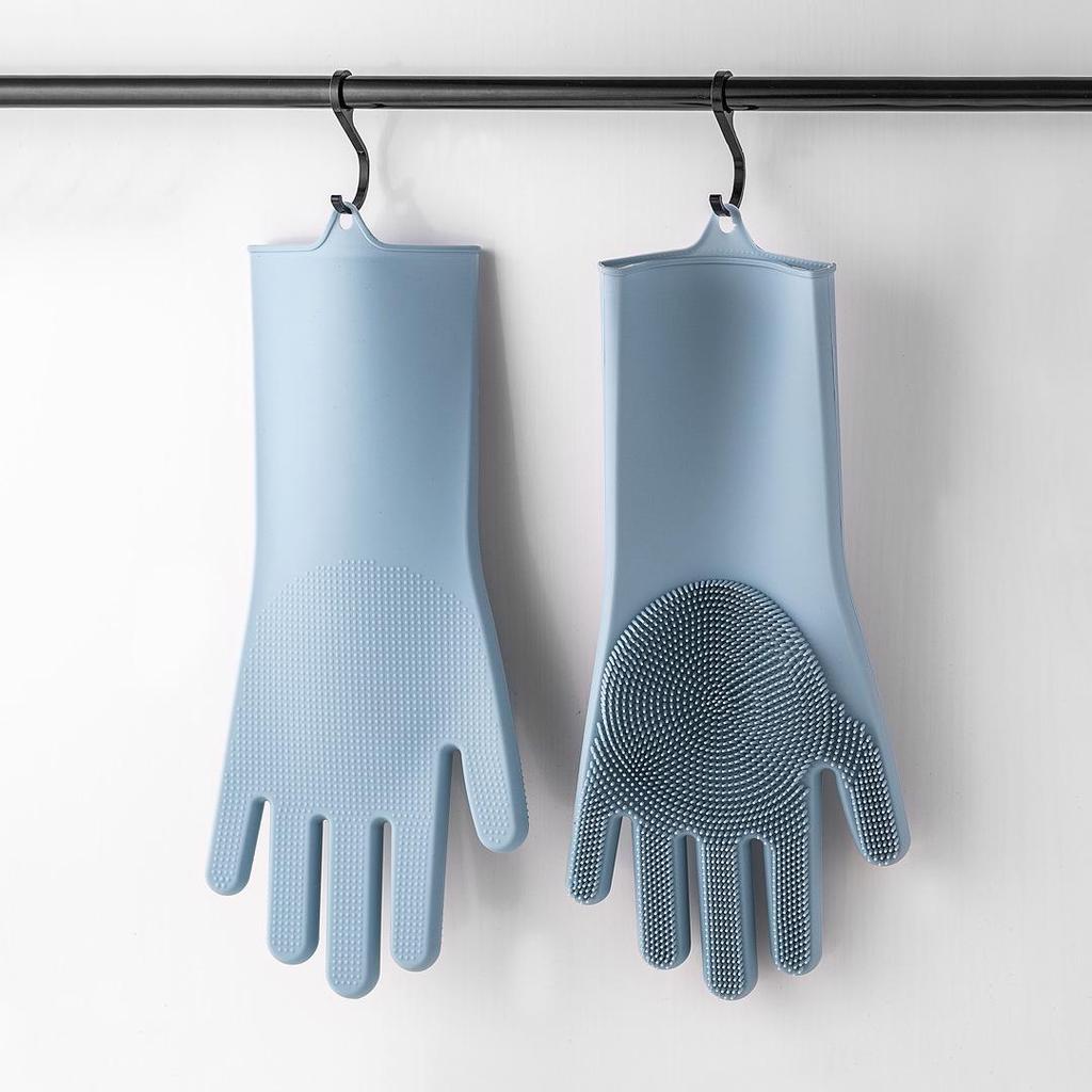 Black Silicone Dishwashing & Cleaning Gloves - Anti-Freeze, Heat-Resistant for Kitchen & Laundry Use
