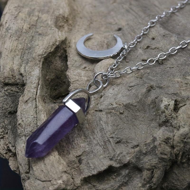 Osobowość półksiężyc sześciokątny naszyjnik duchowy Reiki czarownica kamień szlachetny biżuteria na szyję dla kobiet dziewczyn prezent