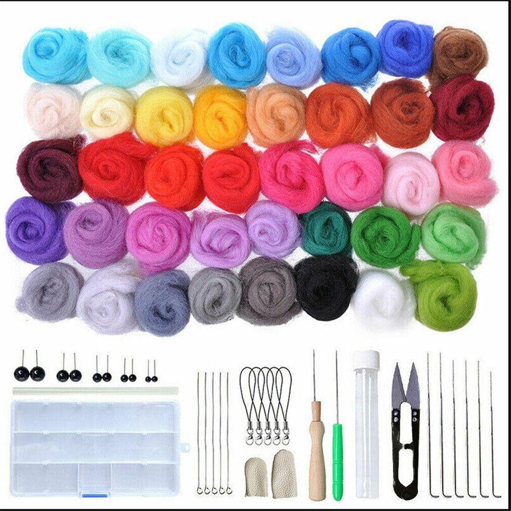 DIY Crafts Wood Handle Starter Tool Kit Needle Felting Kit Sewing Tool Set Wool Roving Felting