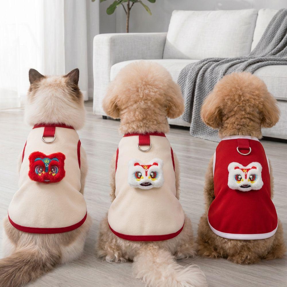 Lion Pattern Spring Summer Pet Clothes Soft Four Seasons Cats Dogs Vest Anti-shedding Comfortable Pet Coat For Small Medium Pet